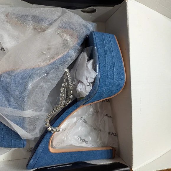 Fashion Nova Womens Denim Platform High Heels Size 9 - Picture 4 of 6